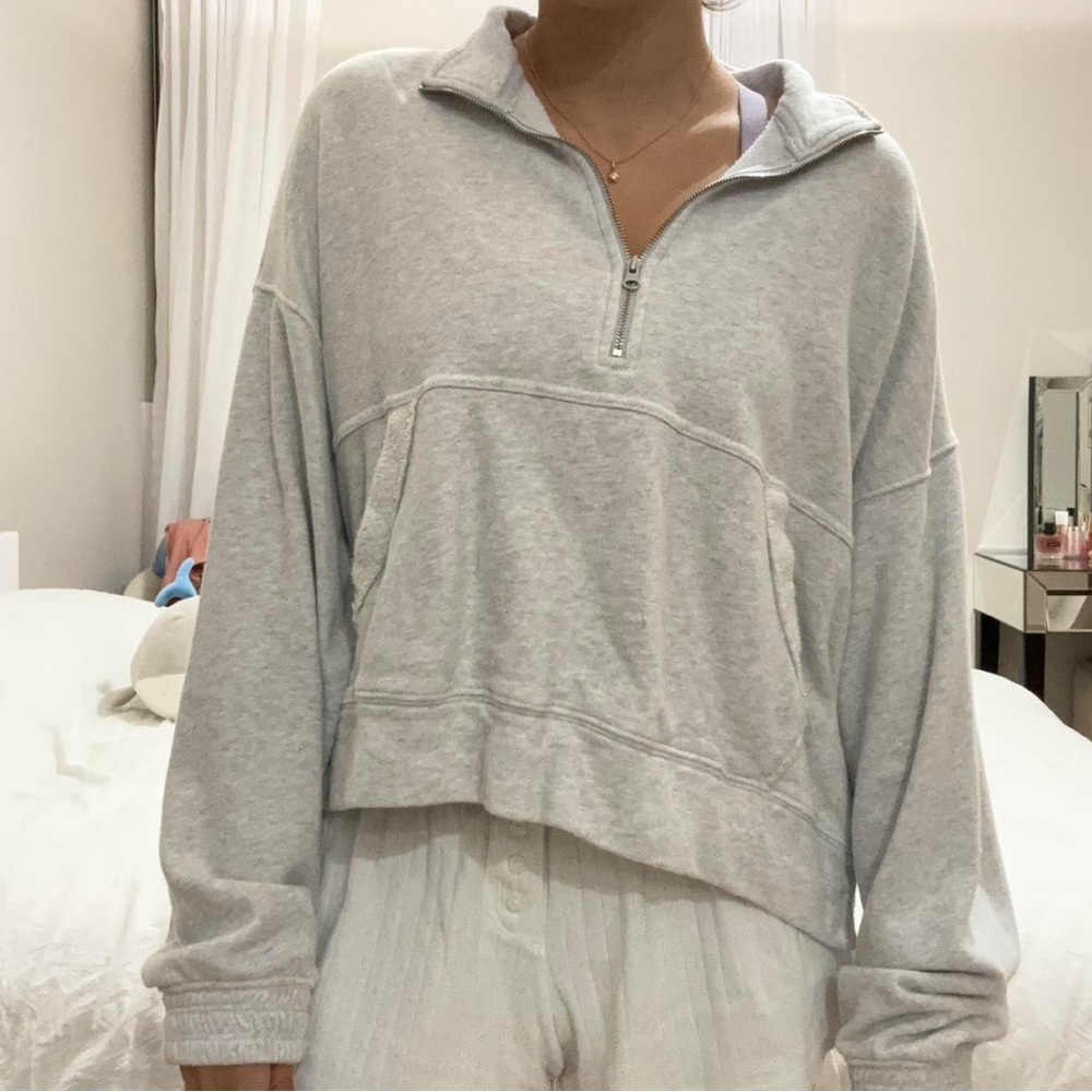Aerie Gray Oversized Long Sleeve Sweatshirt